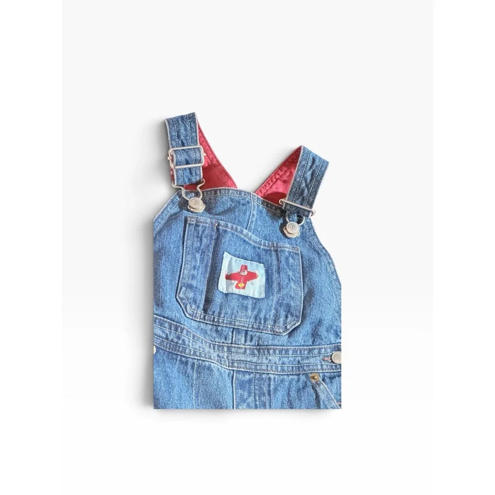 Vintage 2006 Gymboree Blu Jean overalls 2T With Airplane Patch Preowned
